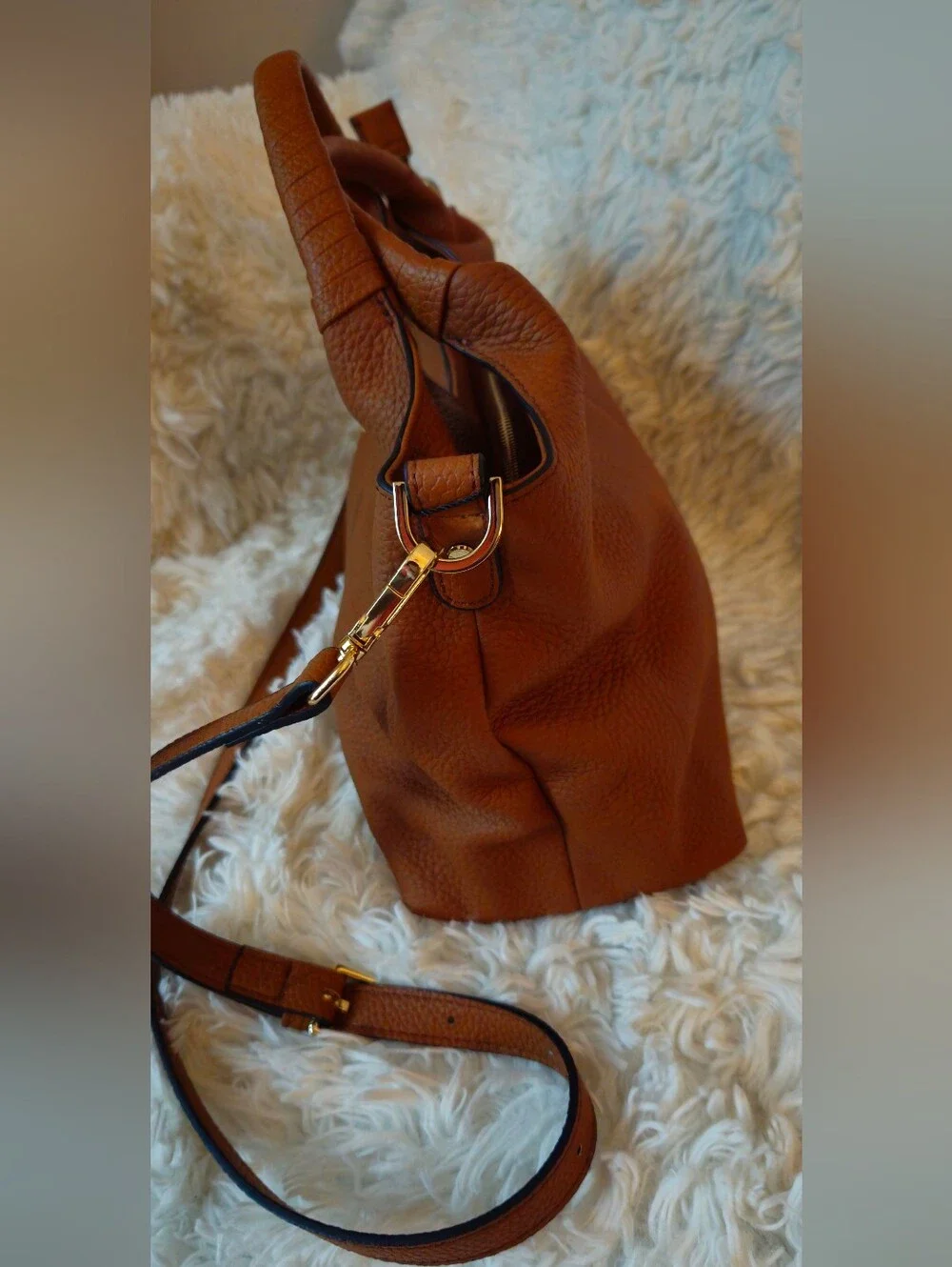BOSTANTEN Nevin Tan Leather Satchel Crossbody Bag